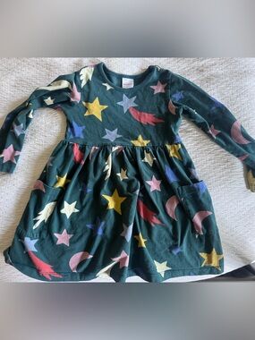 Hanna Andersson Dark Green Star & Moon Long-Sleeve Nightgown